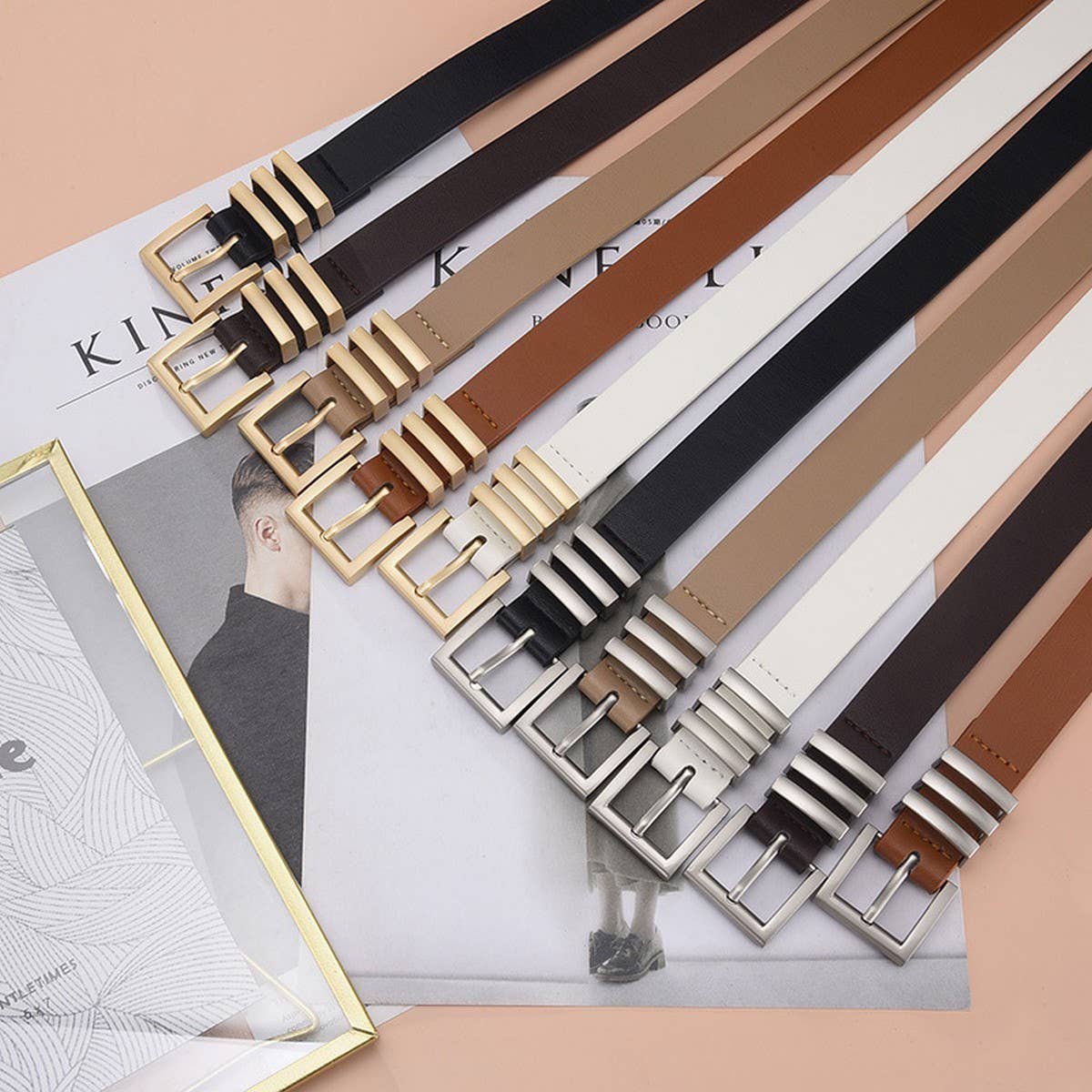 MATTE KOREAN-STYLE METAL SQUARE BUCKLE BELT