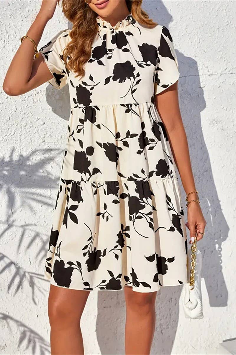 CWDSD7654_SUMMER DOLL COLLAR RUFFLED SHORT DRESS