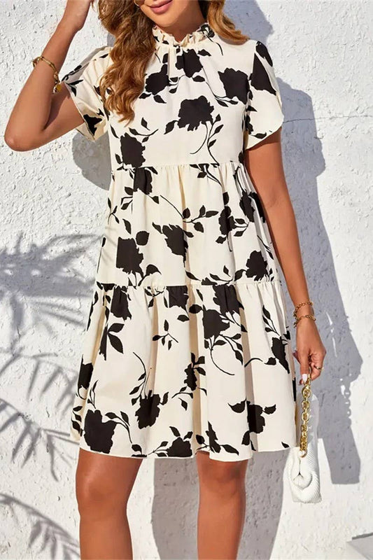 CWDSD7654_SUMMER DOLL COLLAR RUFFLED SHORT DRESS