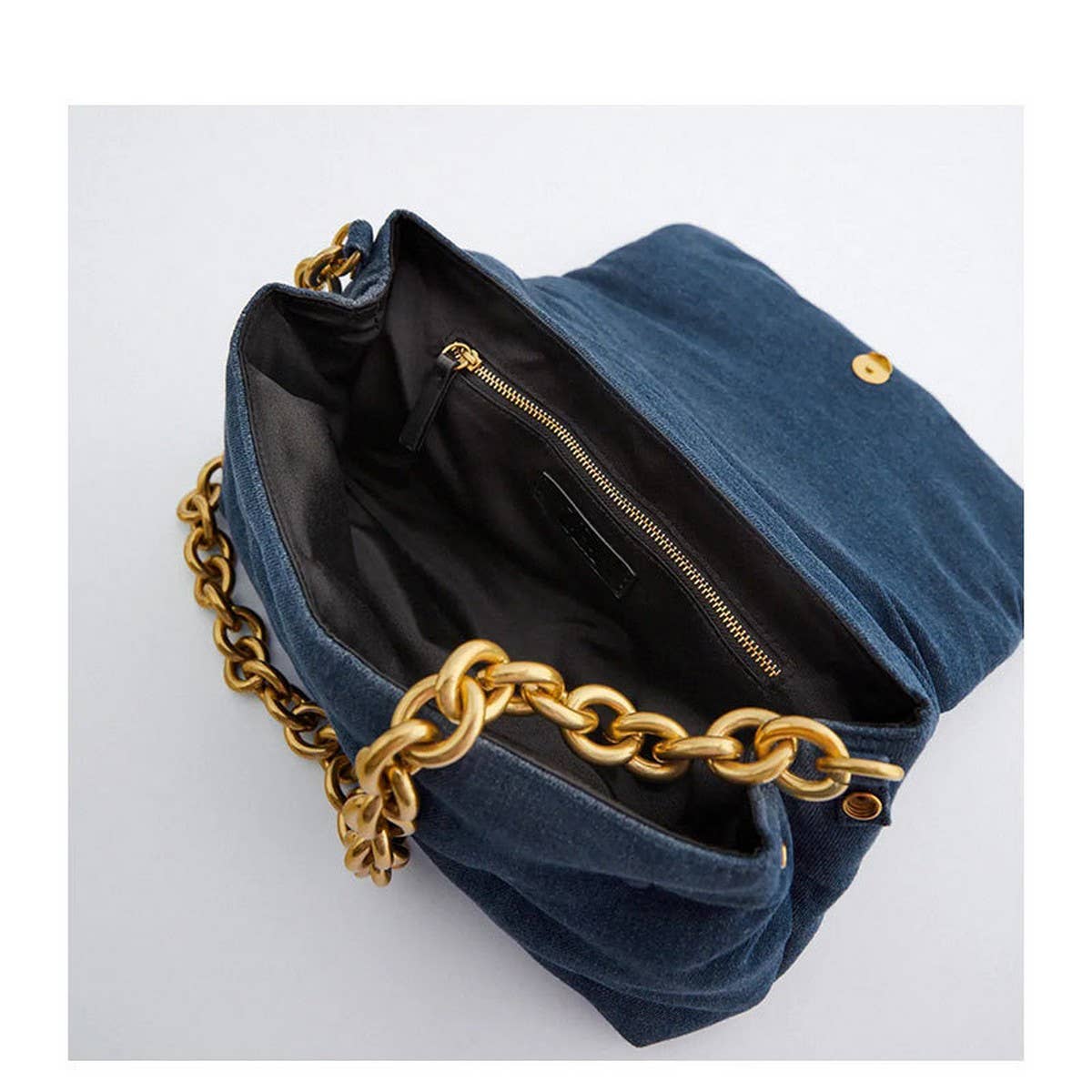NEW FASHION BLUE DENIM CHAIN SHOULDER PILLOW BAG_CWAB3424