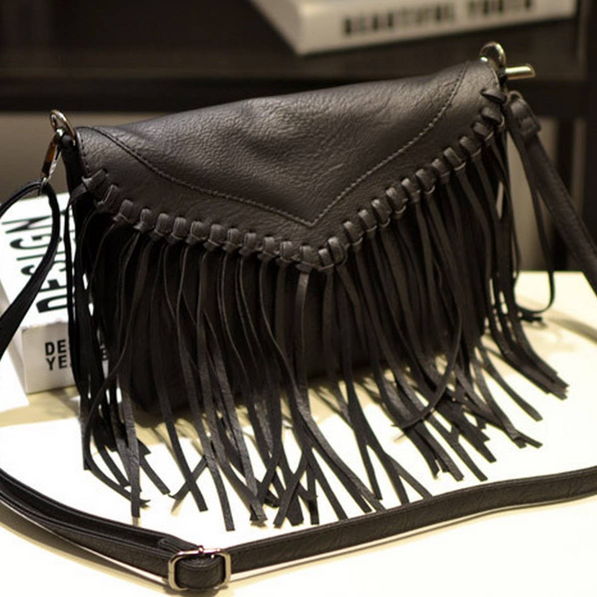 CWAB4564_HA HEE ENVELOPE TASSEL SHOULDER CROSSBODY BAG