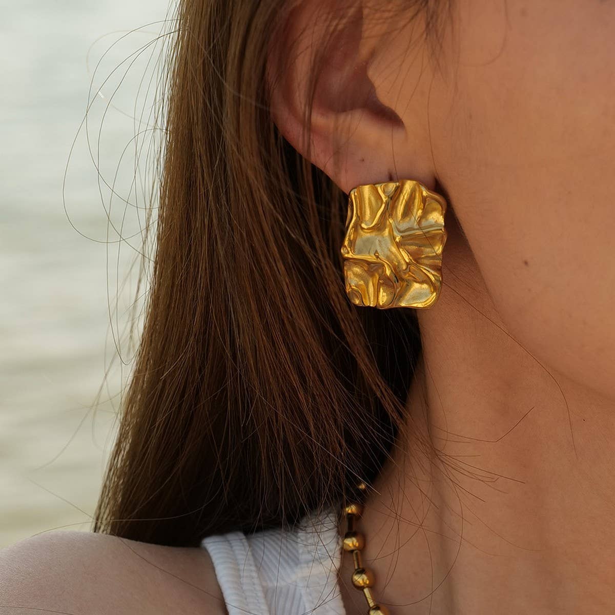 Irregular High-Grade Square Pleated Earrings