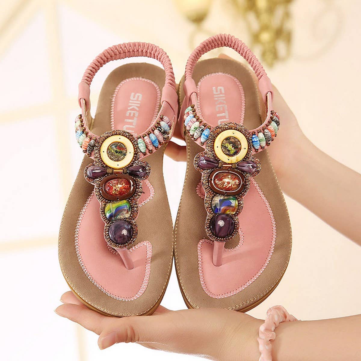 BOHEMIAN RETRO BEADED FLIPF FLOPS SANDALS_CWSHS0487