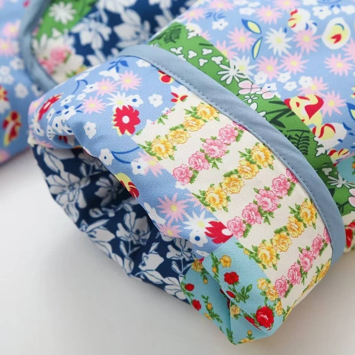 COLORBLOCK PRINT LAPEL QUILTED JACKET