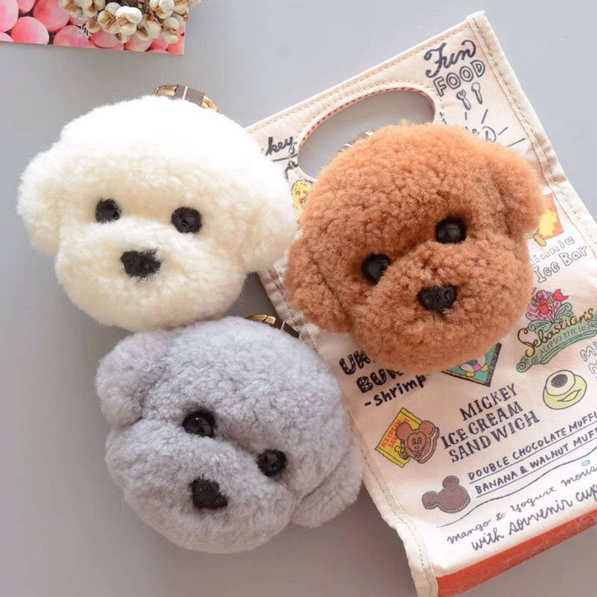 LAMB FUR PUPPY PLUSH BAG PENDANT CAR KEYCHAIN