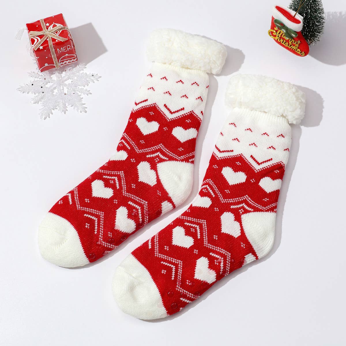 LOVE HEART FLOOR SOCKS FUZZY INDOOR SLIPPER SHOES