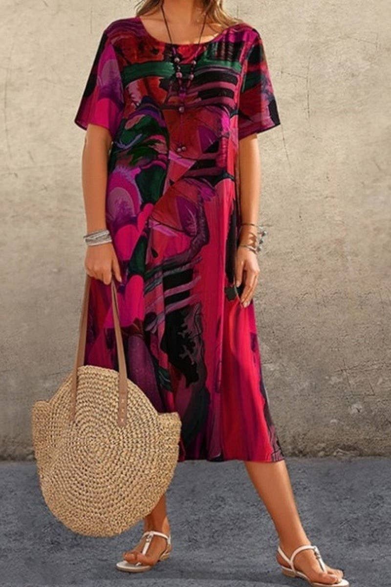 CWDMD5714_SUMMER SHORT-SLEEVED LOOSE CASUAL DRESS