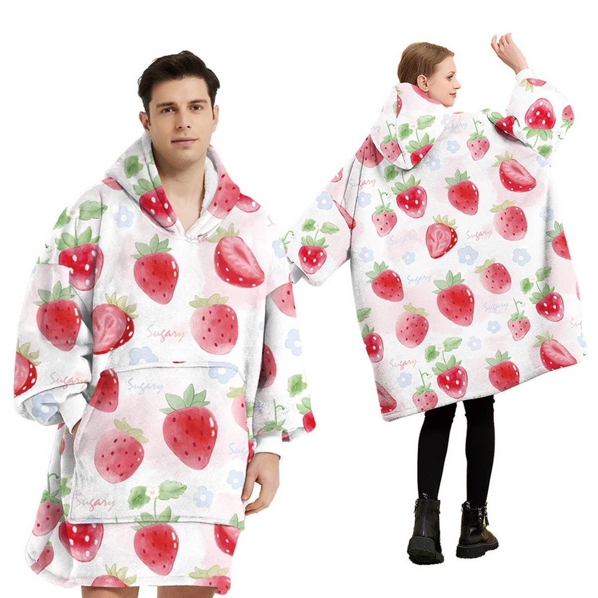 Wearable Flannel Sleeve Blanket with Big Pocket