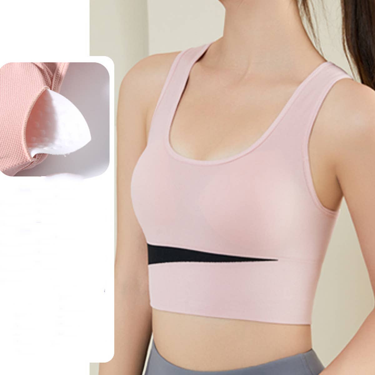 CONTRAST COLOR WIRE-FREE RUNNING YOGA SPORTS BRA