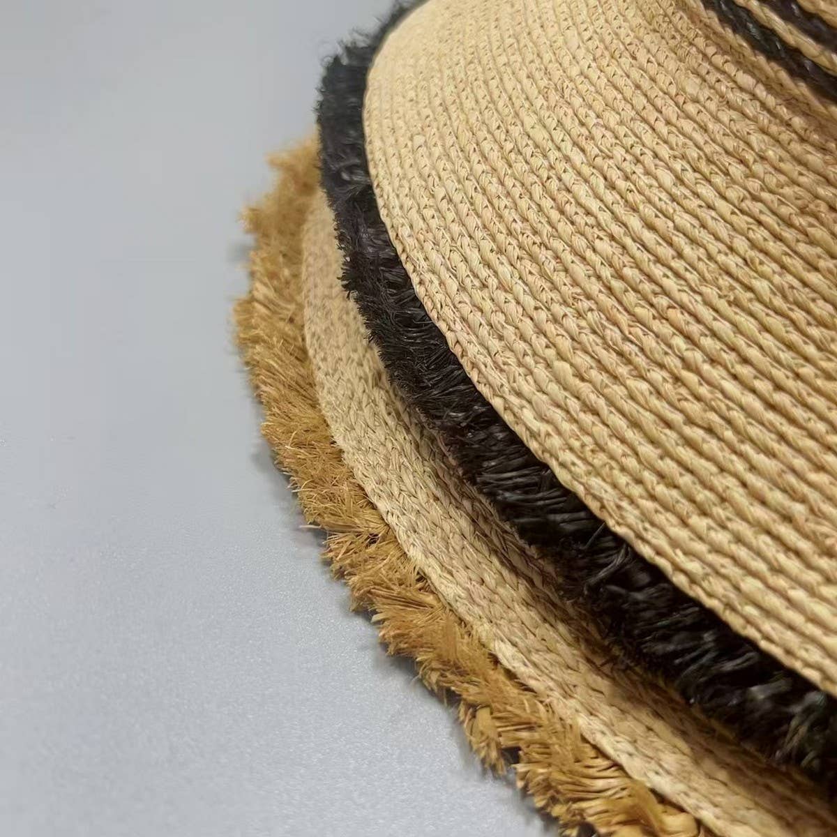 Summer high-end round top fur-edged straw hat_CWAH3577