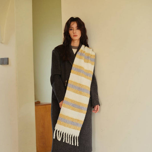 Wool Blend Stripe Scarf ??Soft Narrow Winter Wrap_CWASC2356