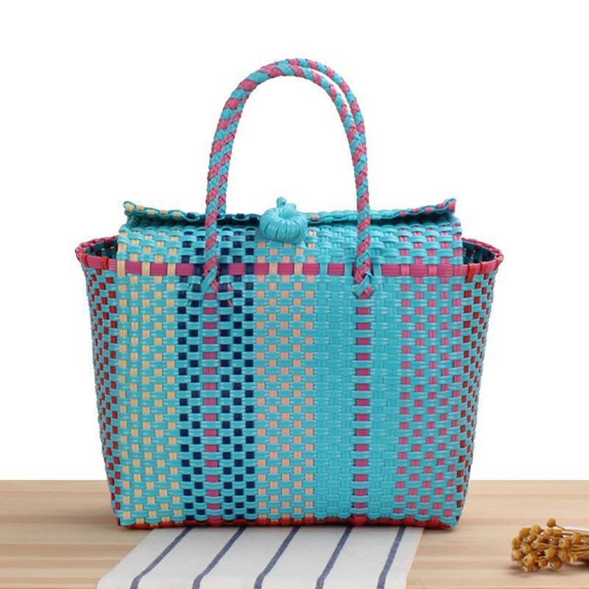 FRESH CONTRASTING COLOR HANDWOVEN BAG_CWAB2111