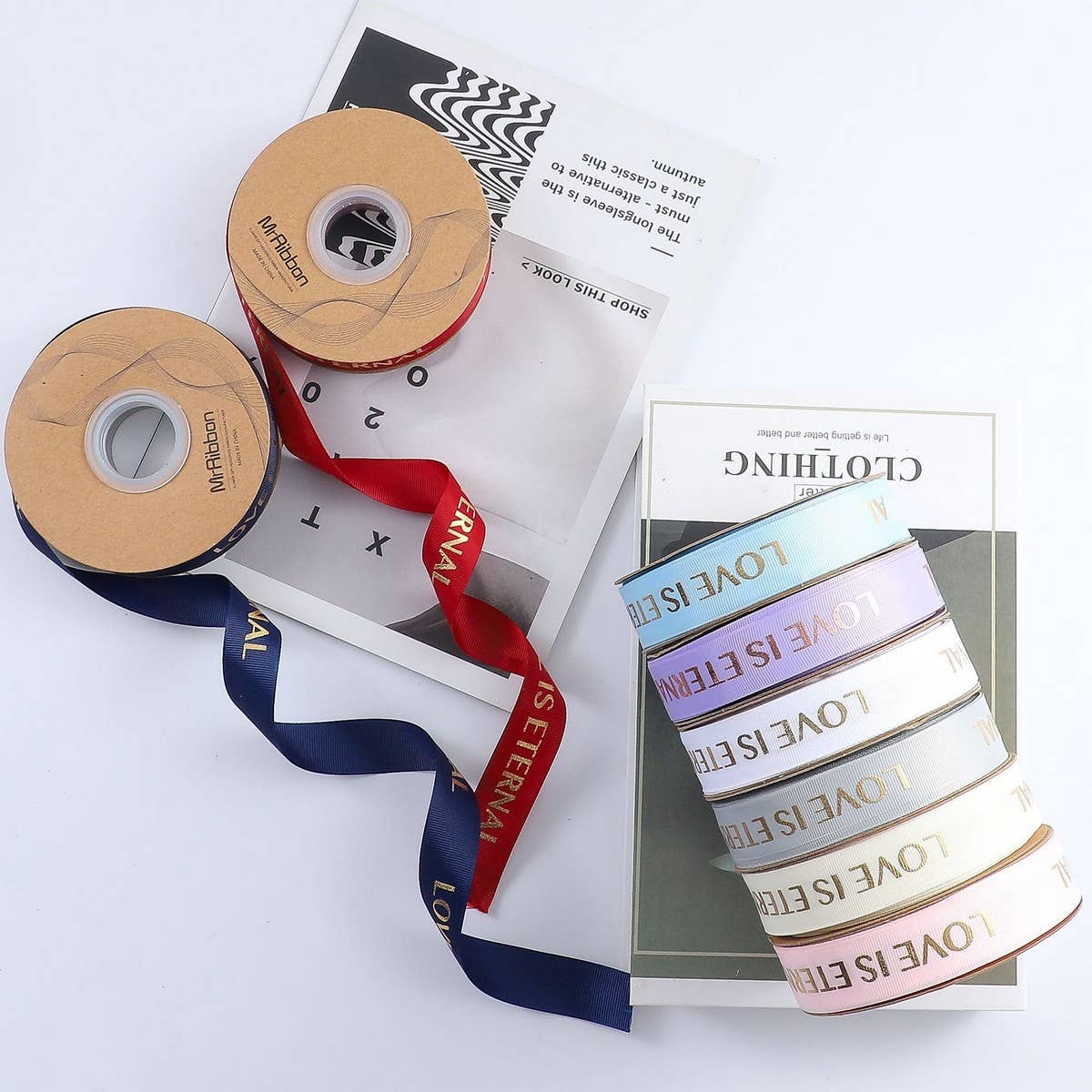 GOLD STAMPED THREADED RIBBON DIY BOW RIBBON