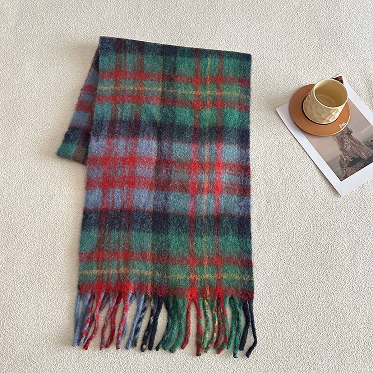 30% Wool Blend Plaid Scarf - Designer Winter Style_CWASC2370