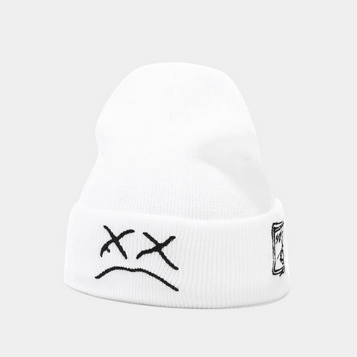 CRYING FACE EMBROIDERED KNITTED HAT?CWAH2144