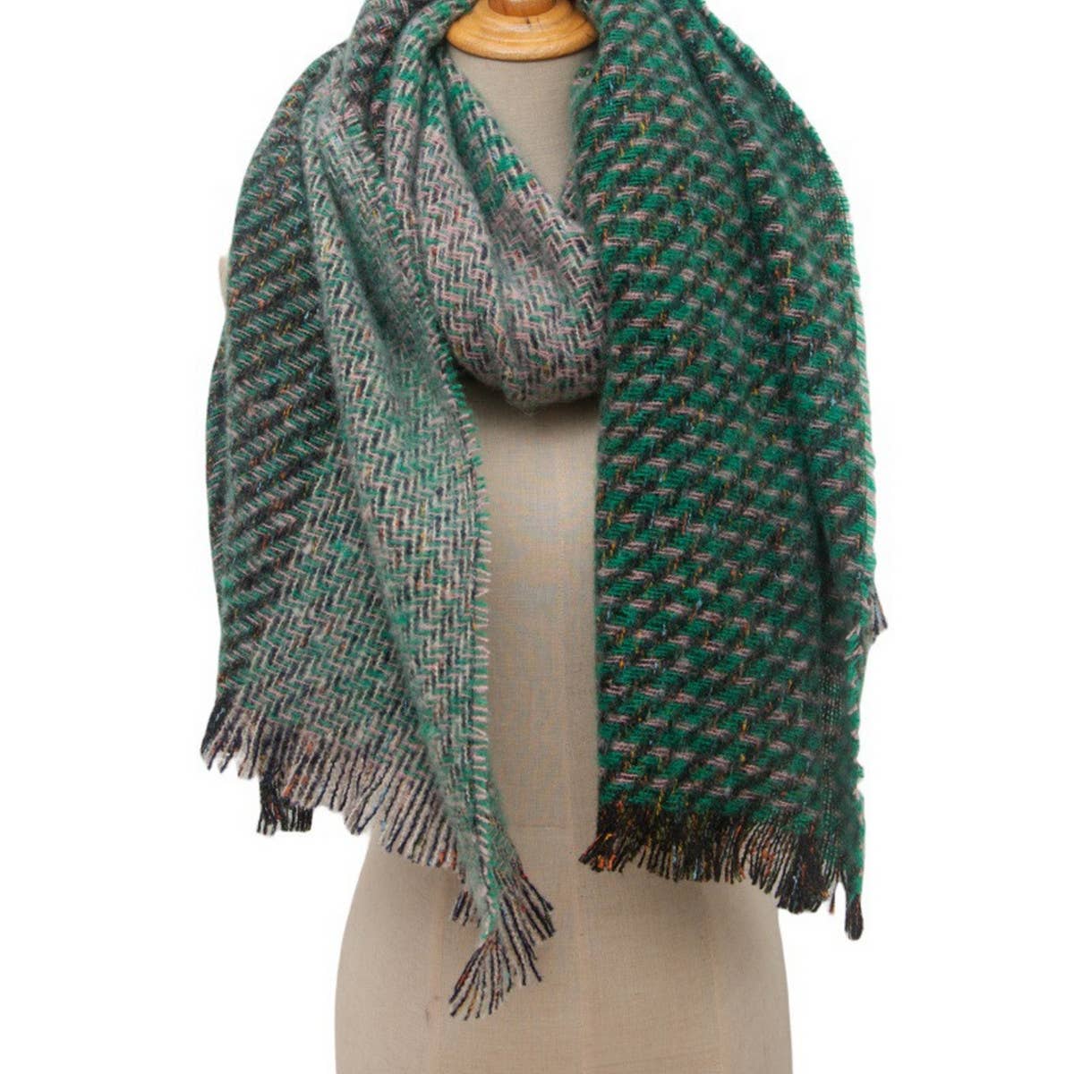 Fringe Patchwork Scarf ? Unisex Winter Shawl Wrap