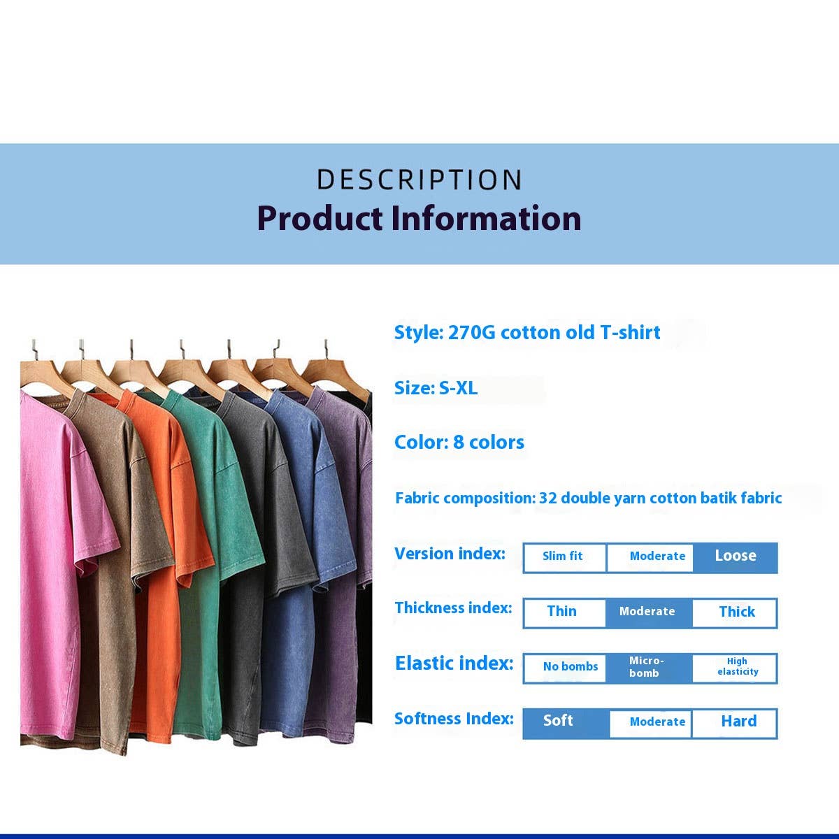 270g Heavyweight Wax-Dyed Vintage Cotton T-Shirt??œCustom Logo