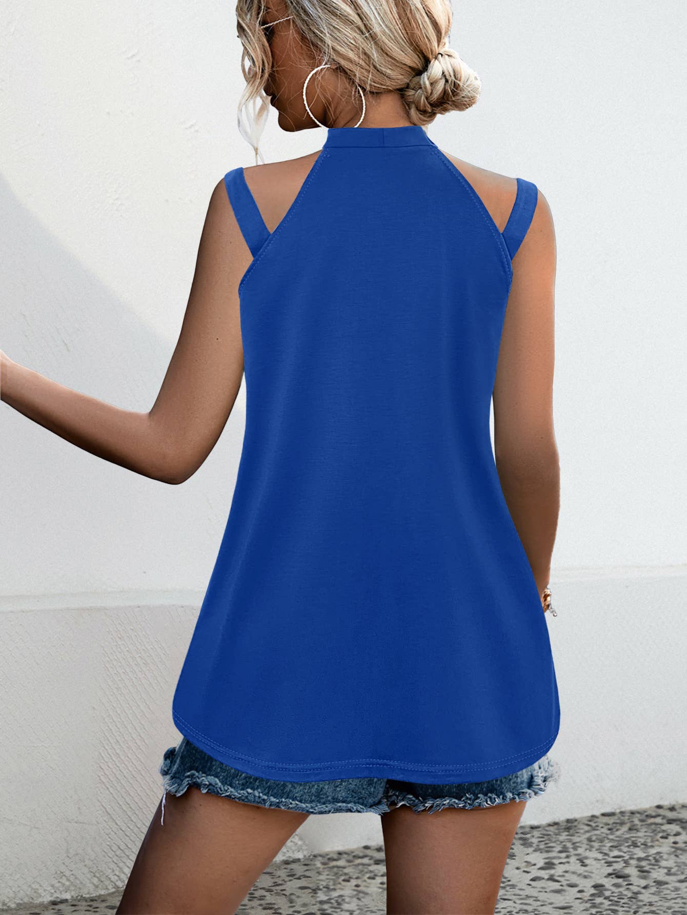 Solid color sleeveless sexy off-the-shoulder top