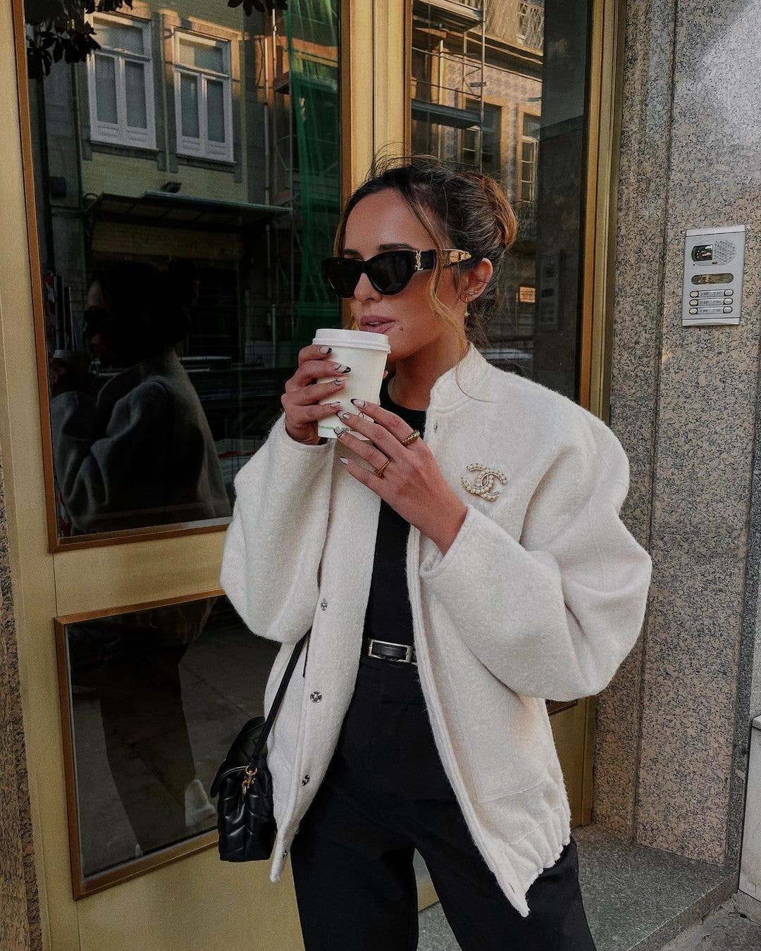 SOLID COLOR STAND COLLAR SINGLE BREASTED COAT