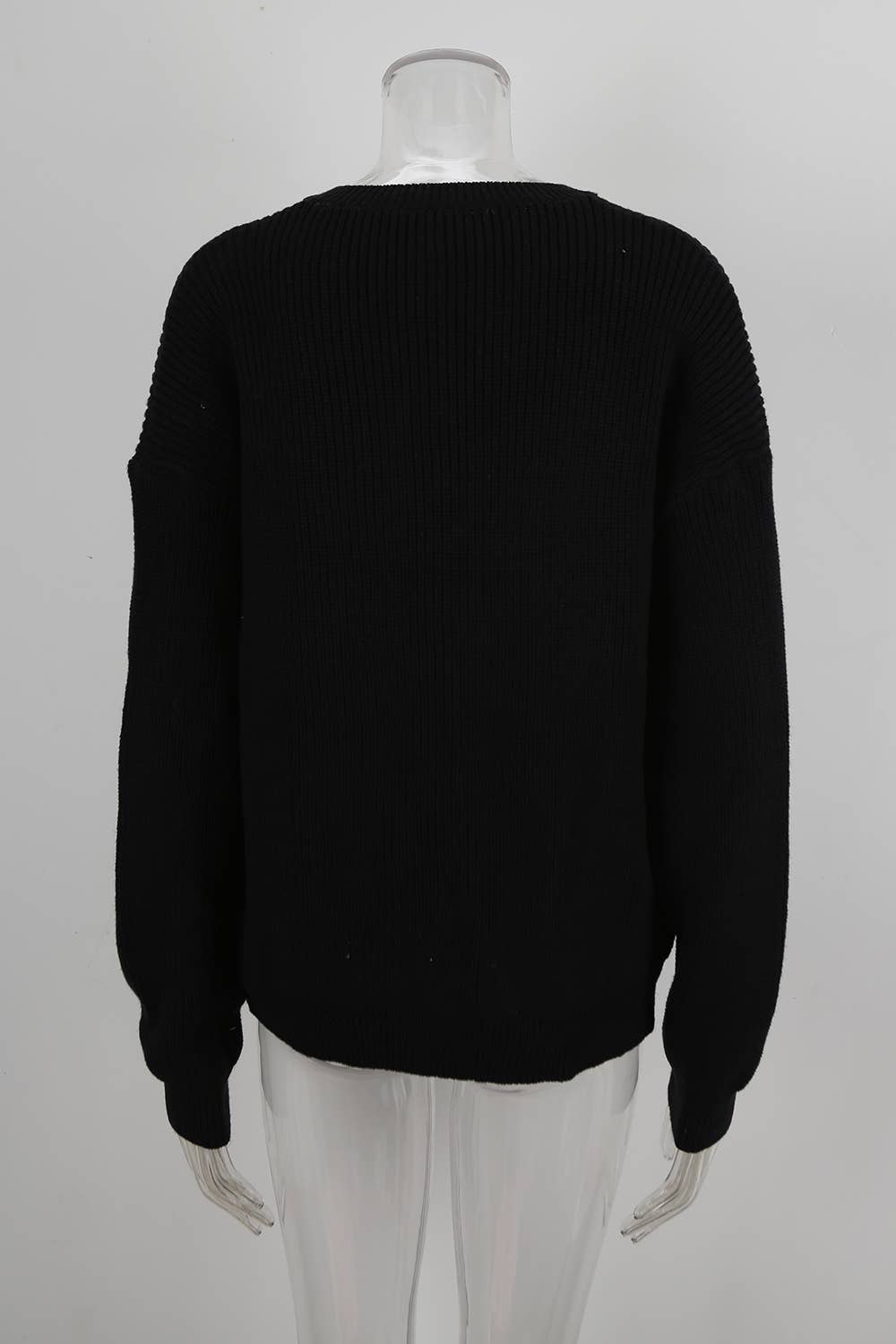 Round-neck solid-color knitted Cardigan