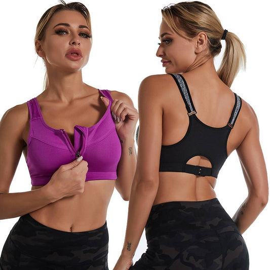 NON-WIRED ZIPPER PLUS SIZE SPORTS BRA_CWMU0296