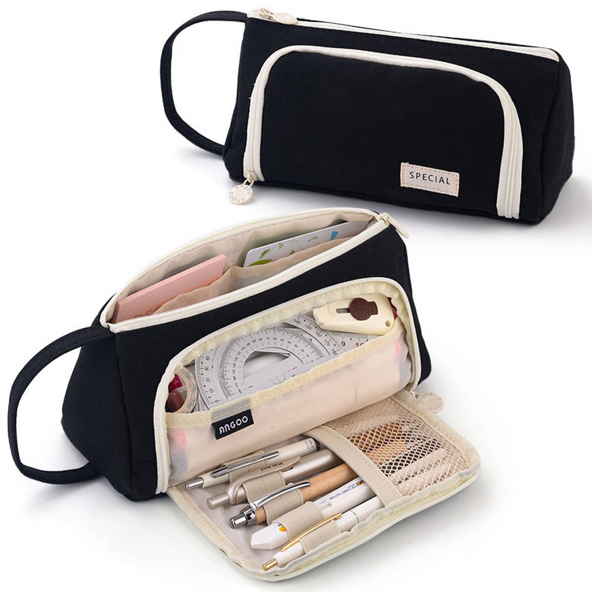 HIGH-VALUE CANVAS WINDOW PENCIL CASE
