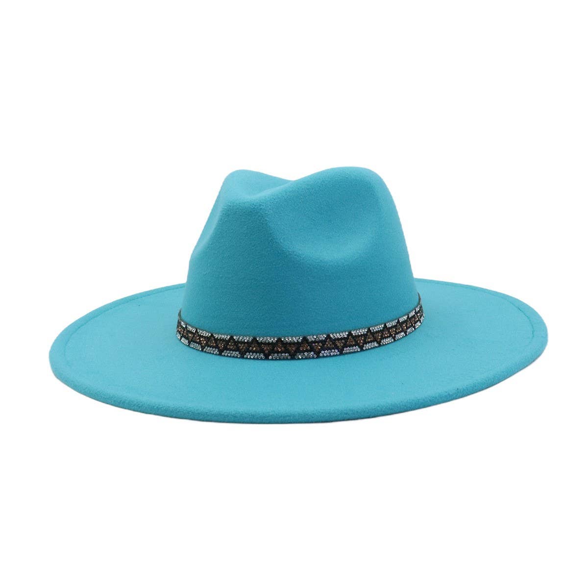 Heart Top Wide Brim Wool Blend Fedora Hat for All_CWAH04378