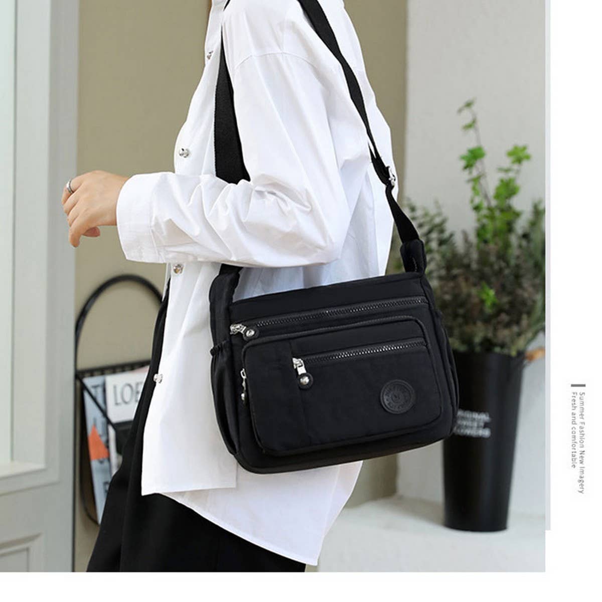 SIMPLE FASHIONABLE NYLON CROSSBODY SHOULDER BAG_CWASC1734