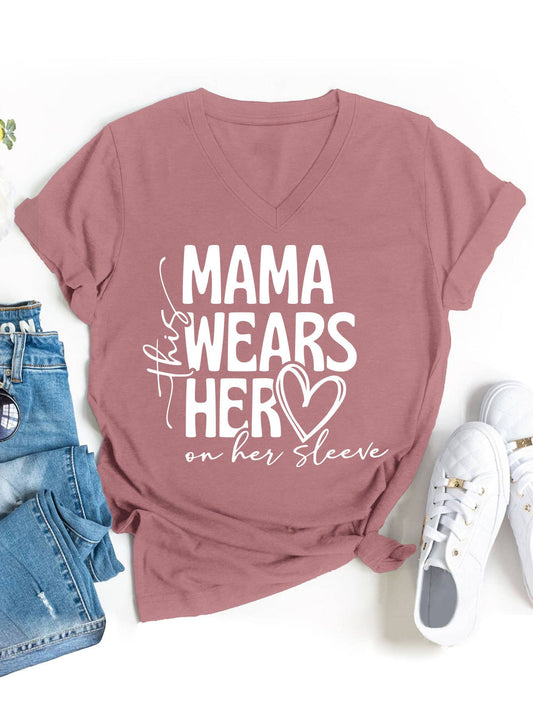 Simple Mother's Day V-neck blouse_CWTBLS0554