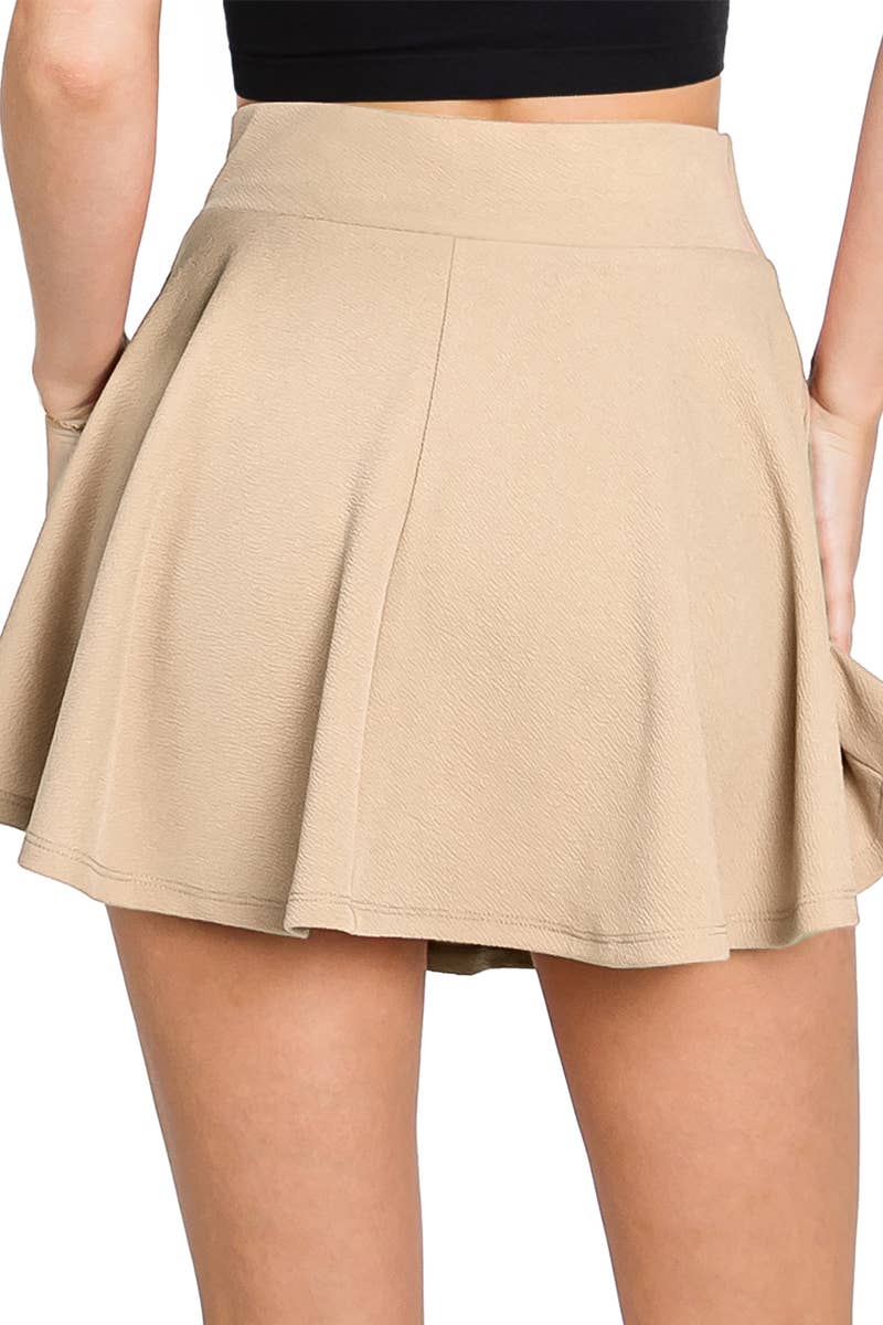 CWBSS105_High Waisted Skirt Mini A-Line Flared Skater Skirt