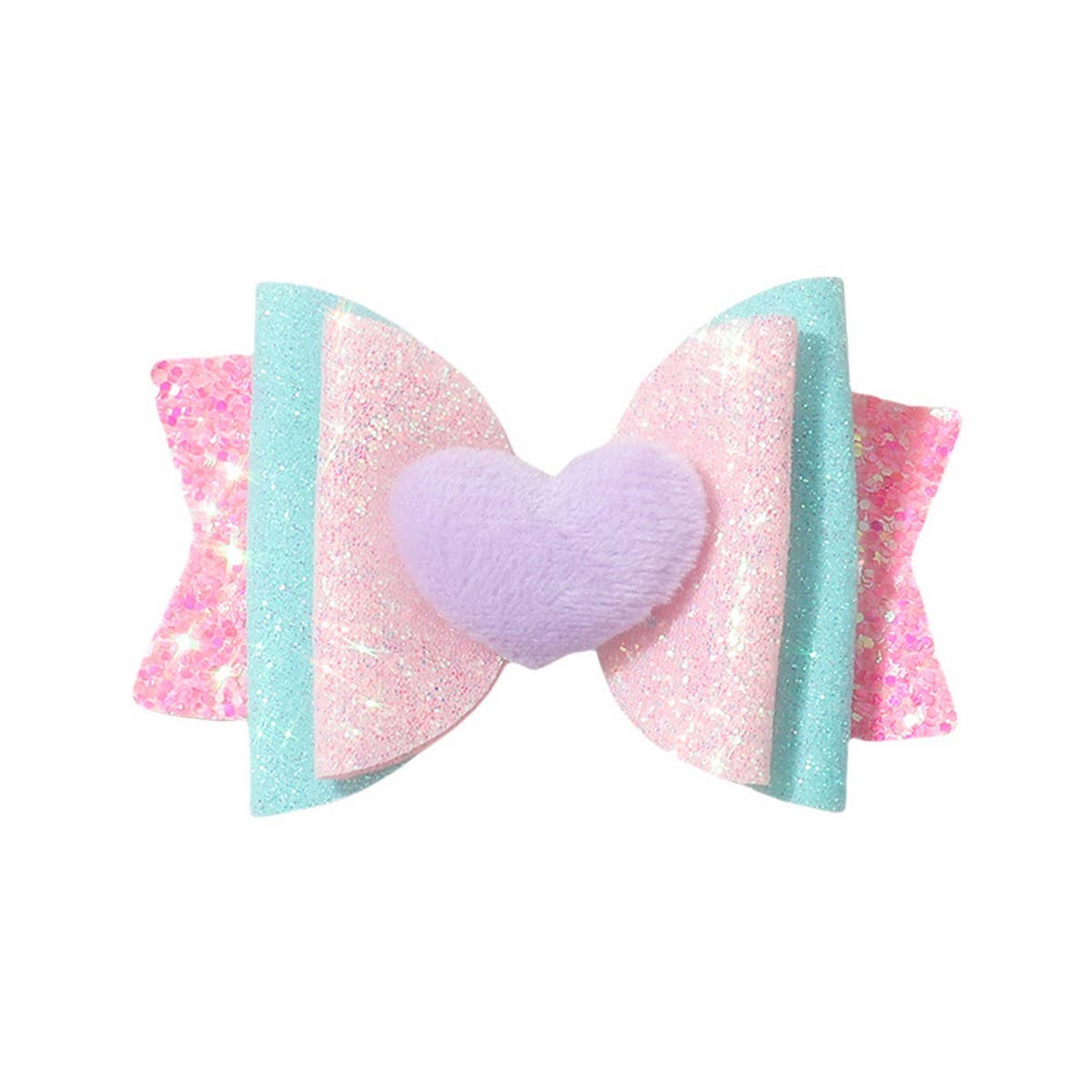 Glitter Heart Bow Hair Clip for Girls