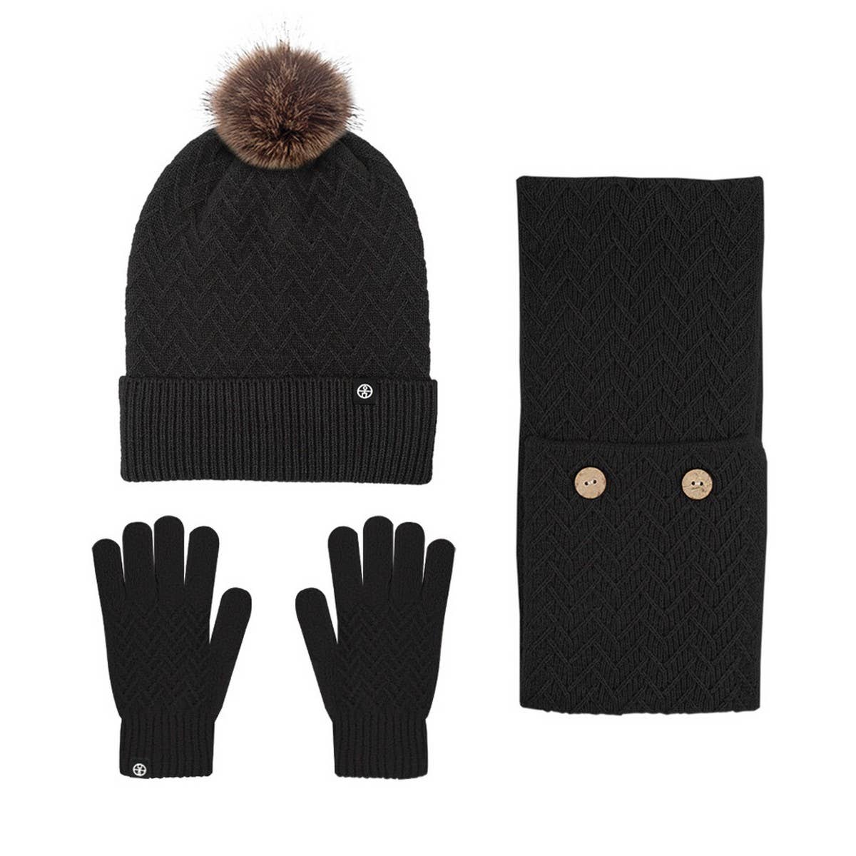 COLD-PROOF WOOL BALL KNITTED THREE-PIECE SUIT