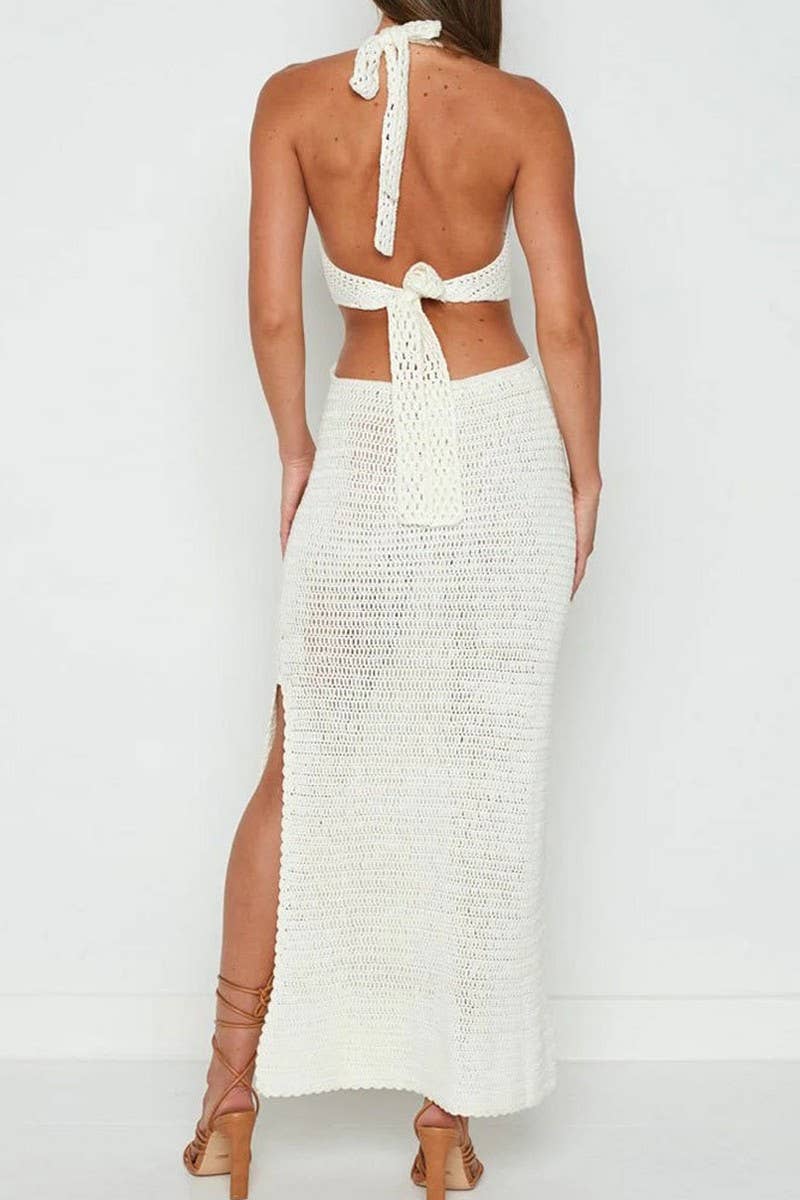 CWDHL0684_NEW V-NECK WAIST-REVEALING BACK TIE BEACH DRESS