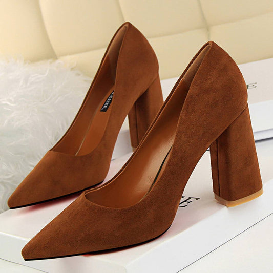 SIMPLE SUEDE SHALLOW-MOUTH POINTED HIGH HEELS_CWSHH0037