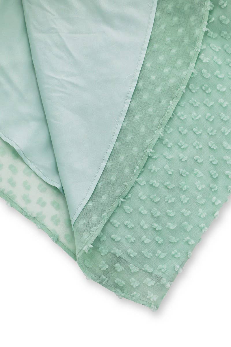 CWDMD3996_ROUND NECK TIE JACQUARD LONG SLEEVE DRESS