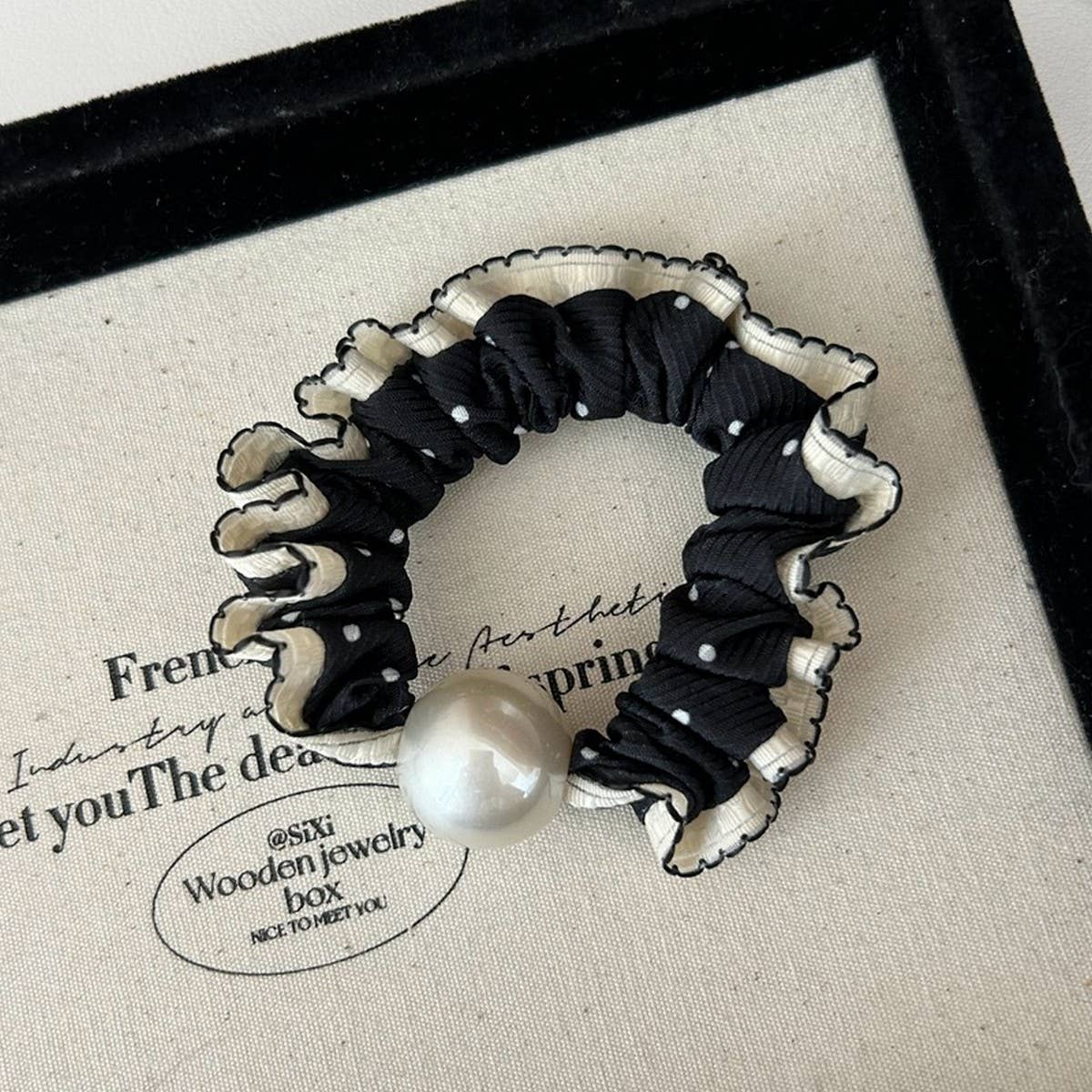 CURLY SMALL POLKA DOT HAIR SCRUNCHIES