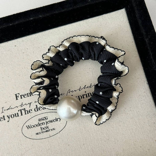 CURLY SMALL POLKA DOT HAIR SCRUNCHIES