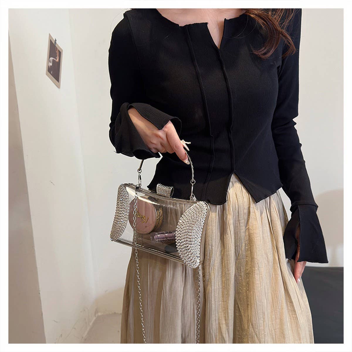 CELEBRITY EVENING BAG DIAMOND CHAIN CLUTCH_CWAB3255