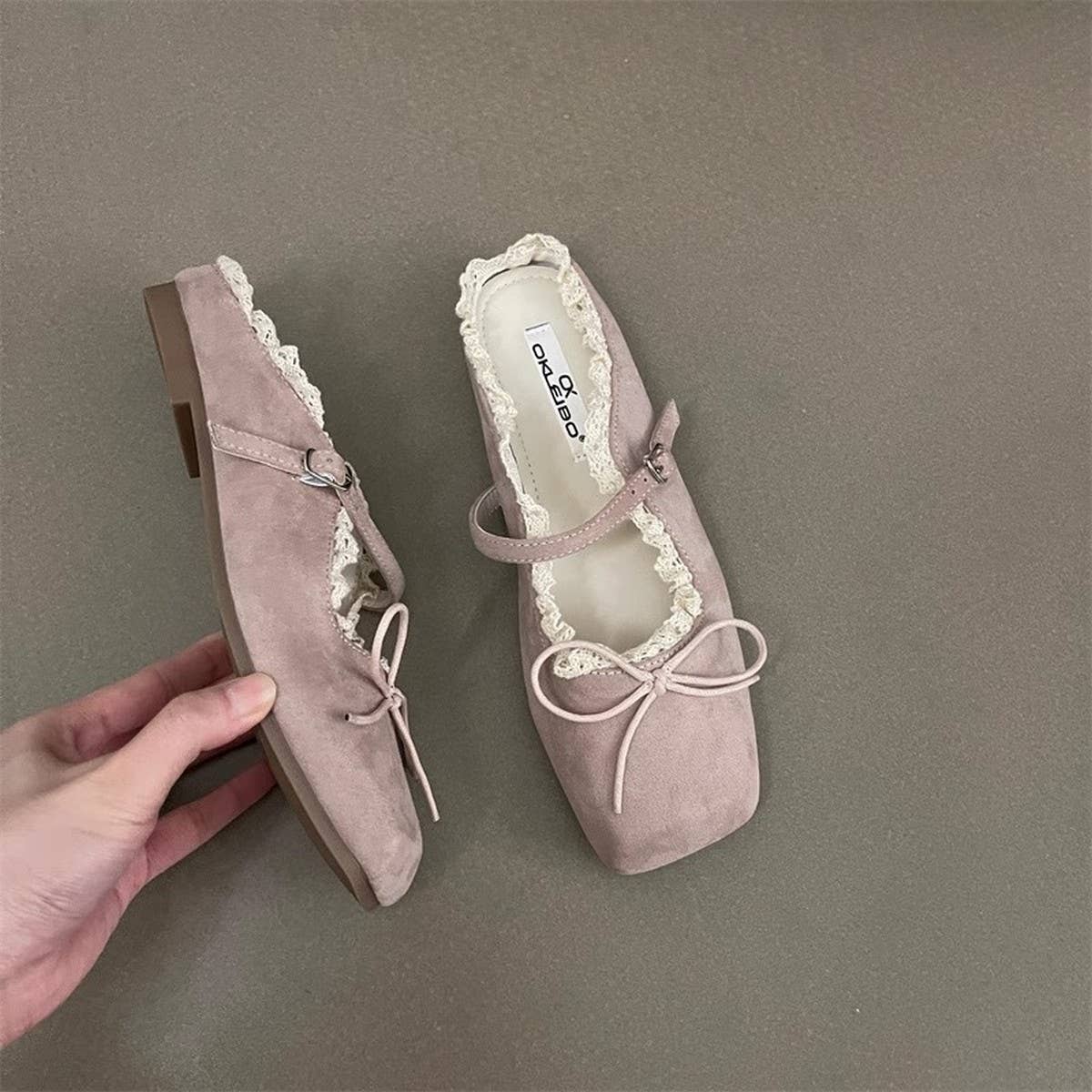 Elegant Ballet Mule Flats with Bow & Lace