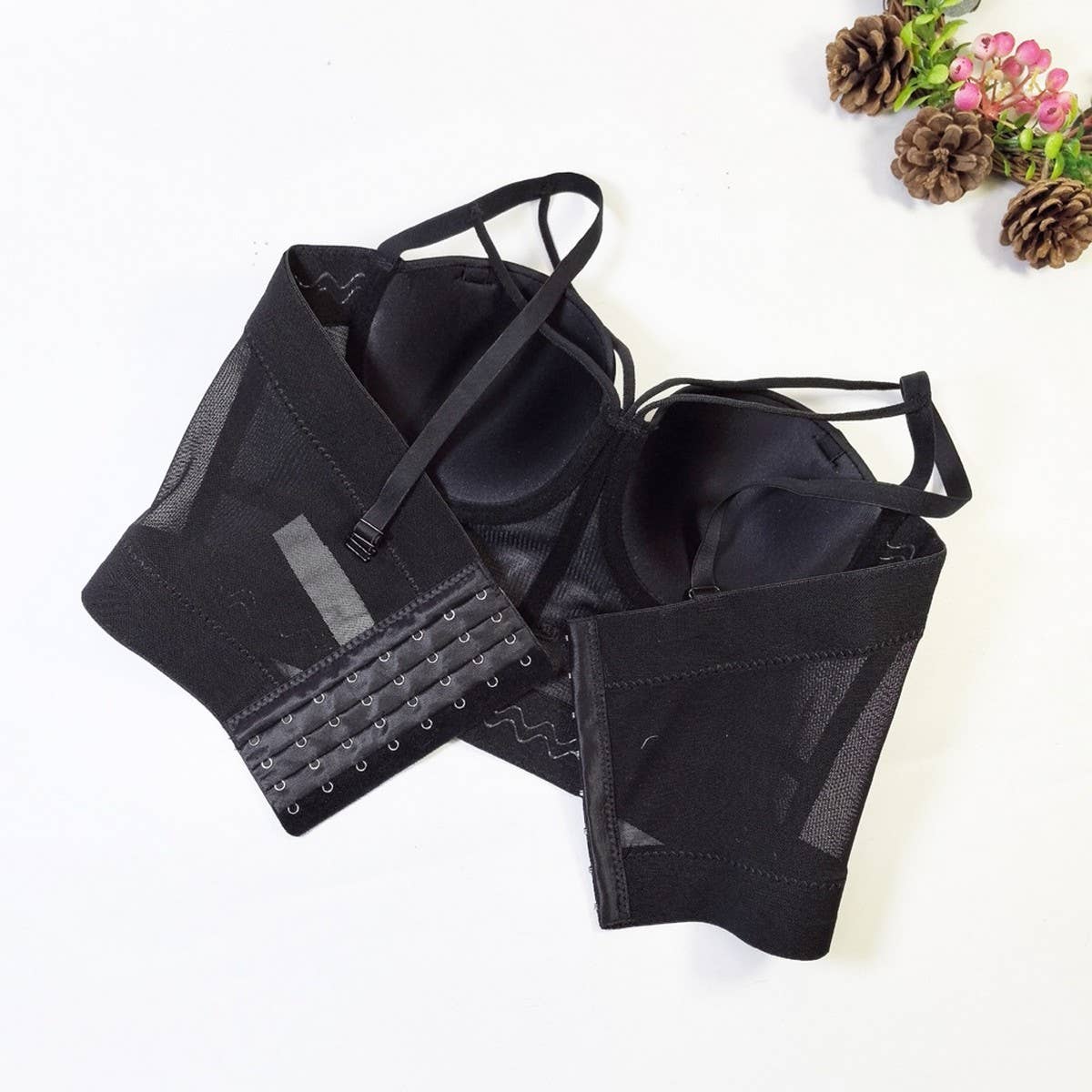 SEAMLESS NO CUP MESH SLIM HERRINGBONE CORSET