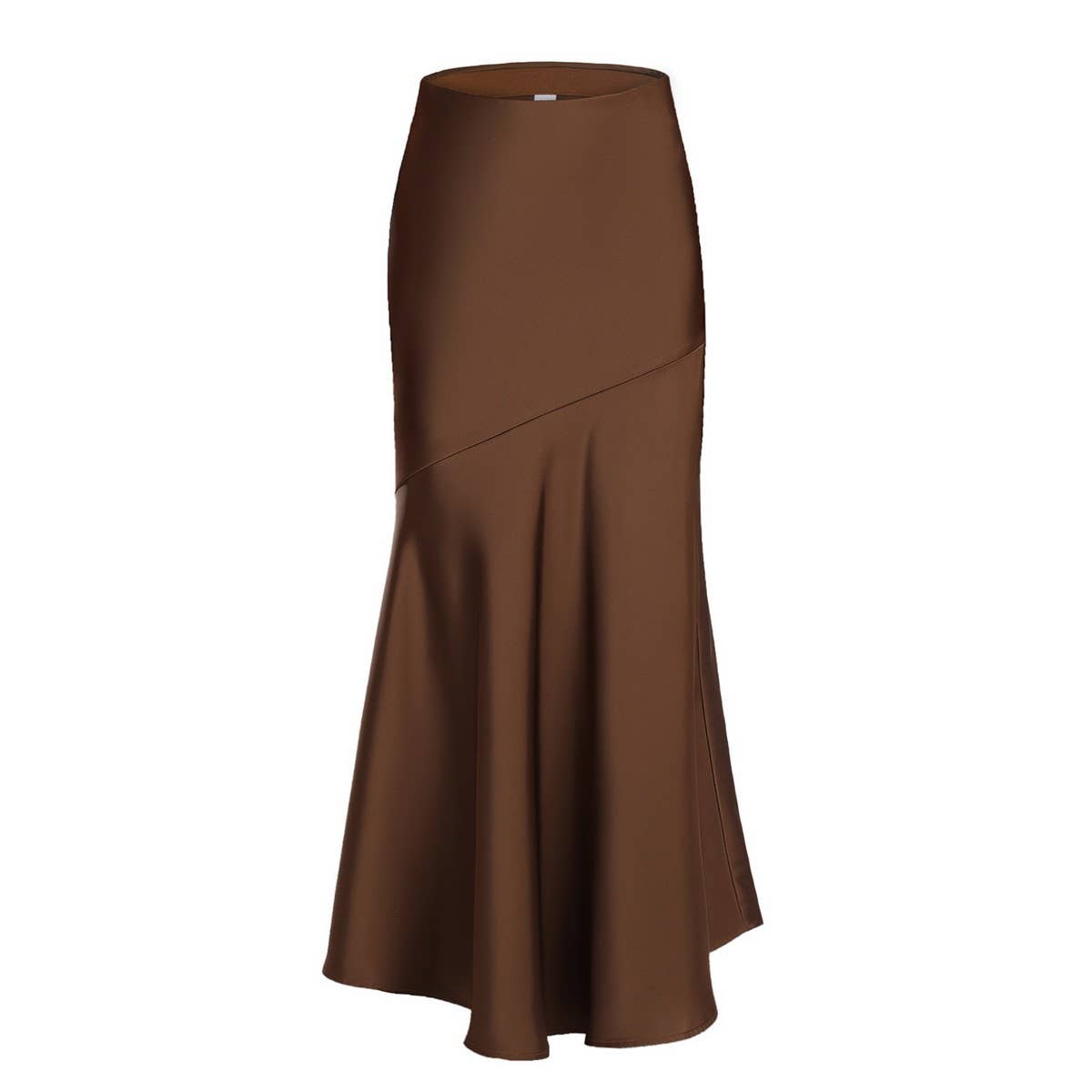SATIN SKIRT HIGH WAIST STITCHING LONG SKIRT
