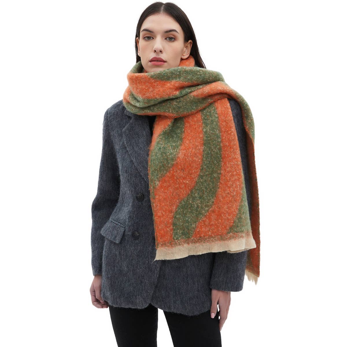 Textured Jacquard Scarf ? Loop Yarn Winter Wrap