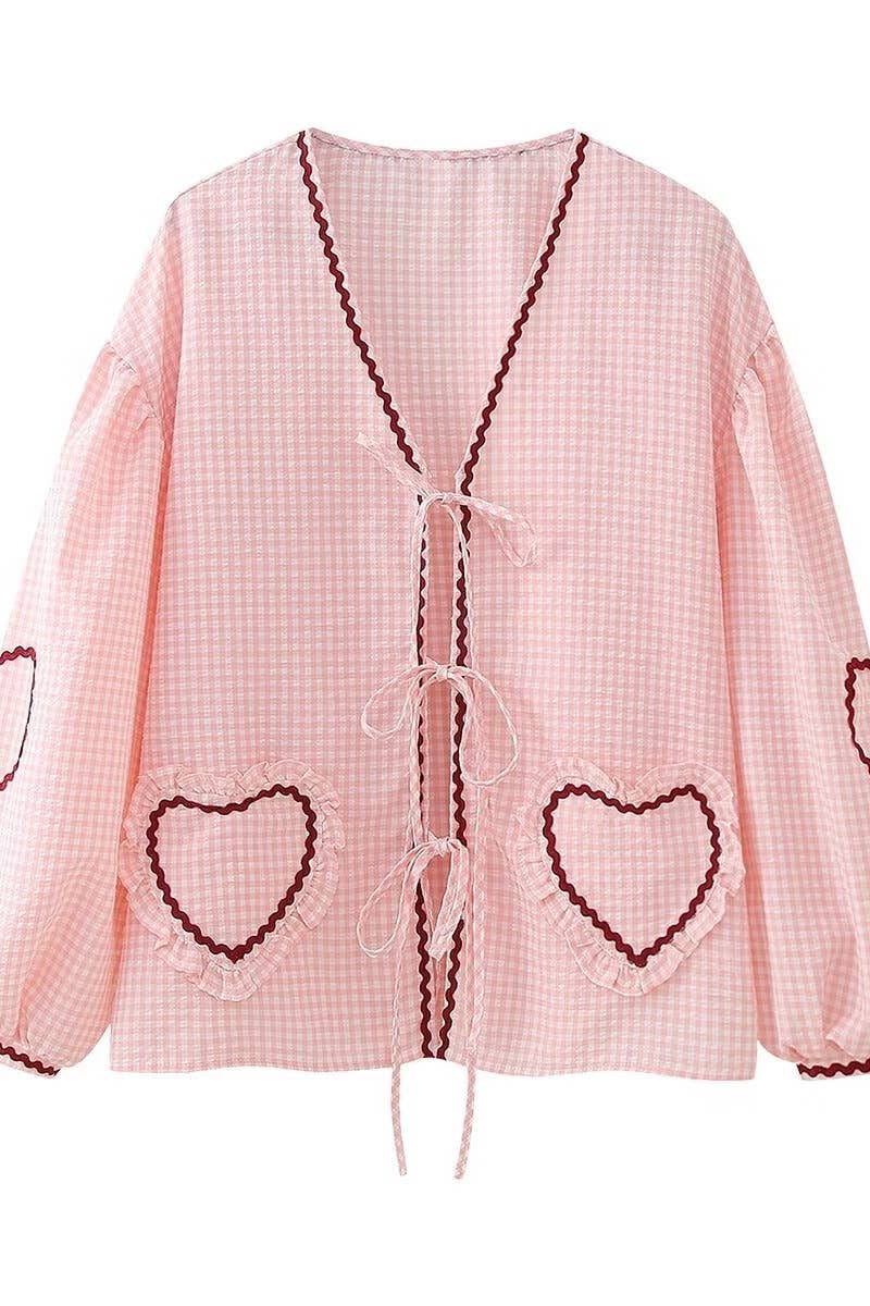 CWOCO0901_AUTUMN V-NECK LONG SLEEVE SHIRT WITH LOVE POCKET