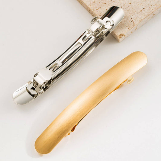 Gold Brushed Metal Spring Hair Clip for Ponytails