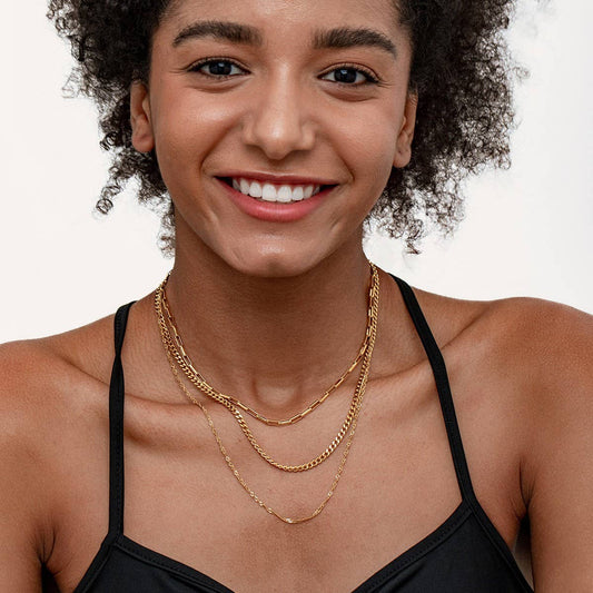 TITANIUM STEEL NECKLACE RING THREE-LAYER NECKLACE