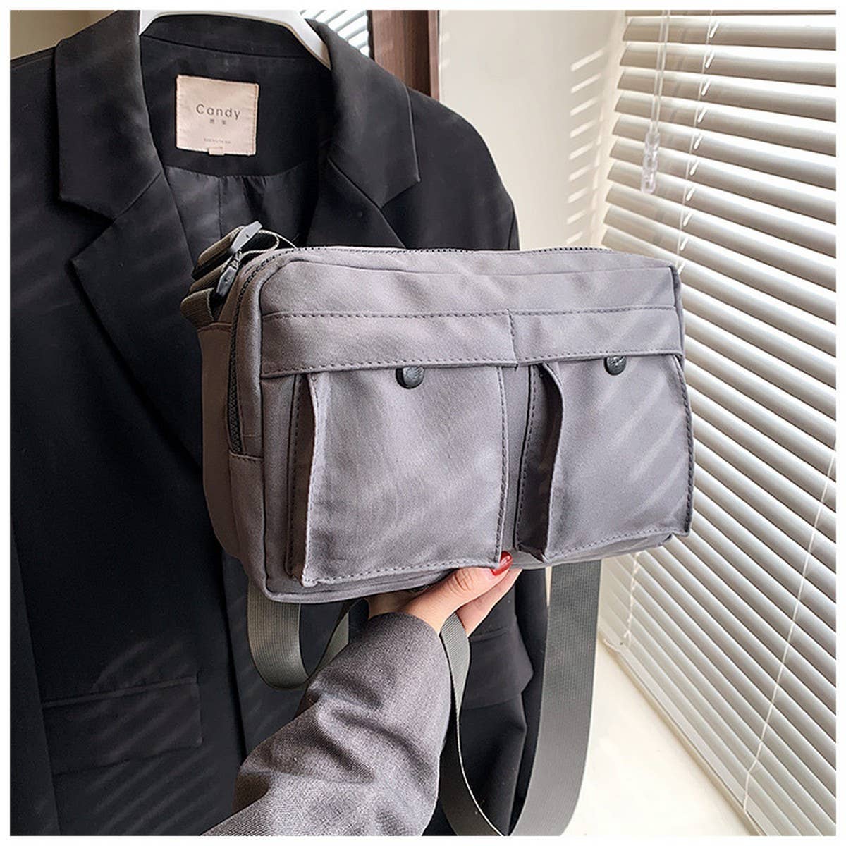 SOLID COLOR SIMPLE COOL COUPLE SHOULDER BAG_CWAB2450