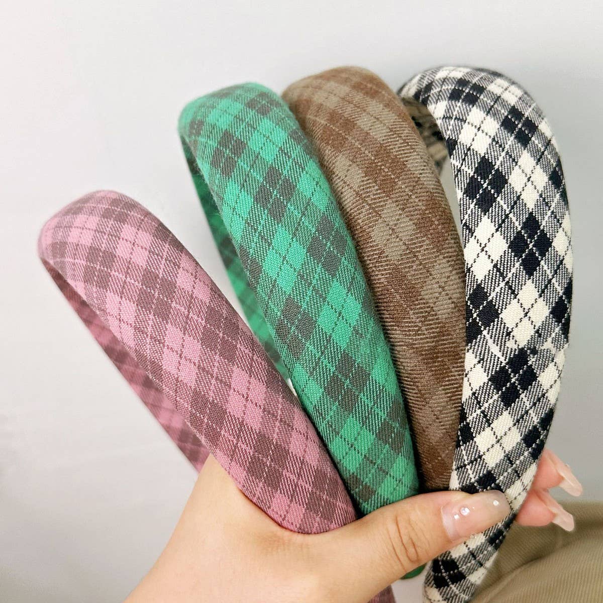 VINTAGE PLAID FRENCH WIDE BRIM HEADBAND