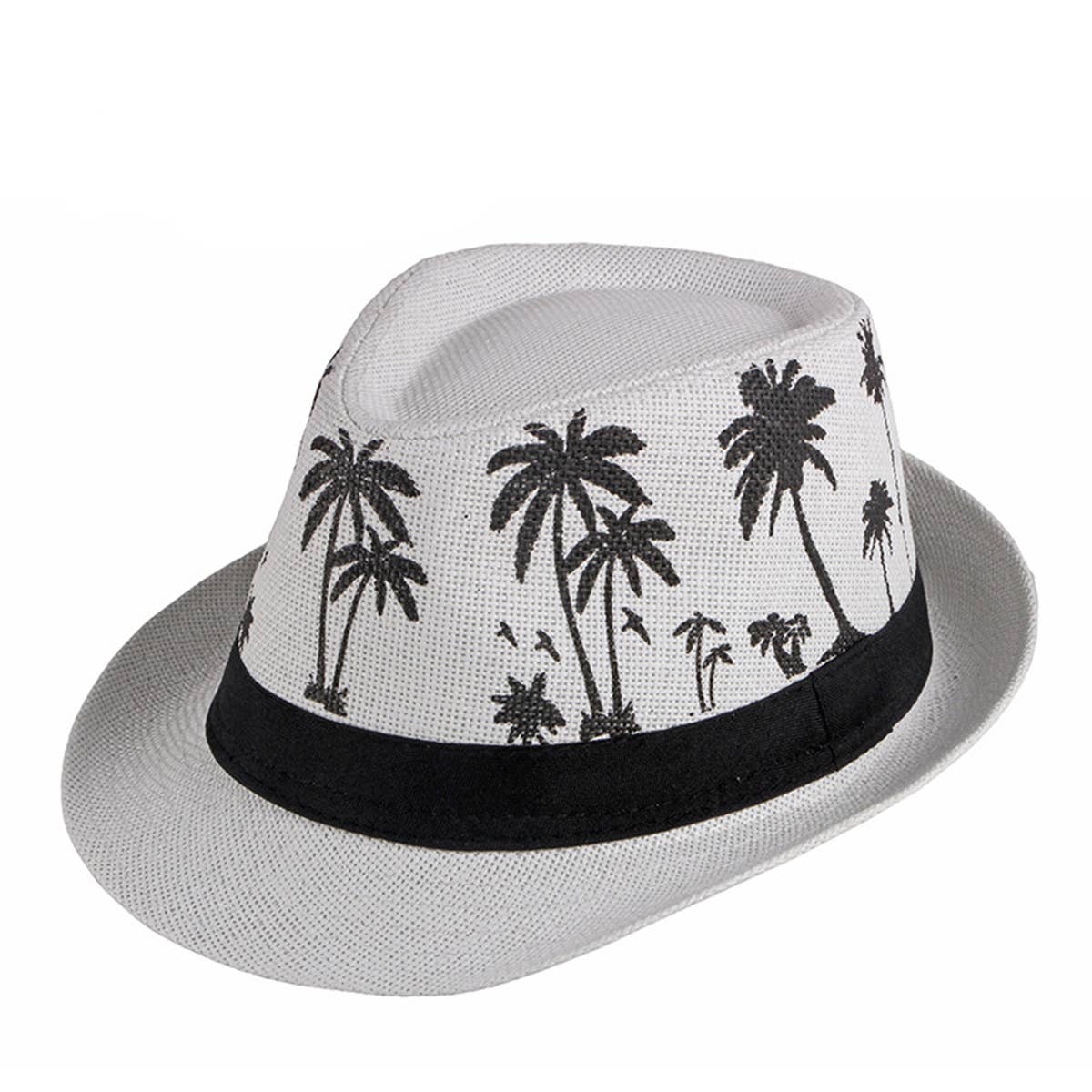 STRAW BREATHABLE COCONUT TREE PRINTED JAZZ HAT_CWAH1915