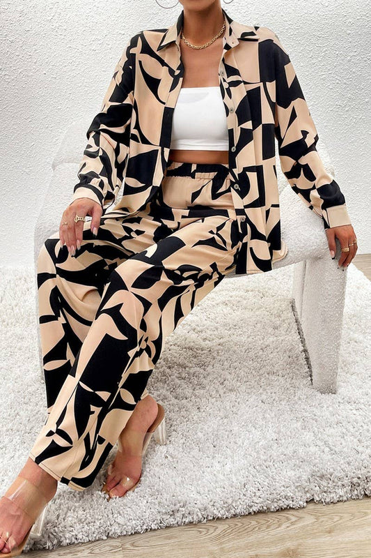 WOMENS CASUAL SUIT LONG SLEEVED TOP AND PANTS_CWTBLL0341