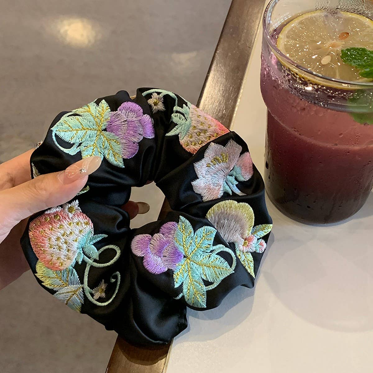 HEAVY EMBROIDERY SATIN HAIRBAND HAIR ACCESSORIES